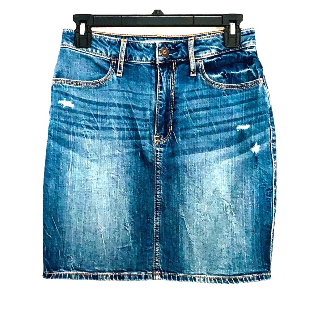 Hollister High Rise Distressed Jean Skirt